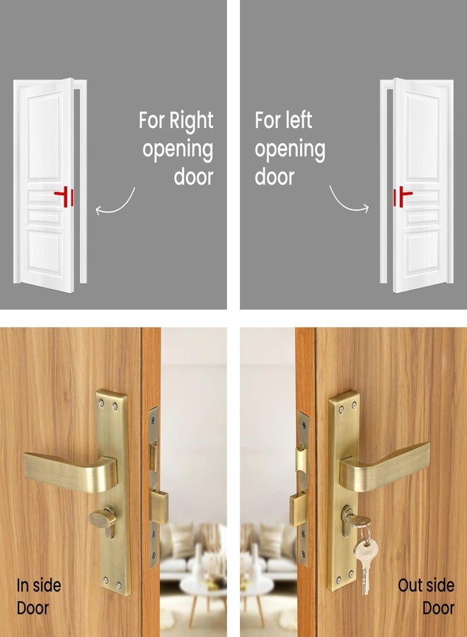 LAPO Heavy Duty Front Door Lock, Main Door Handle Set with Keys 60mm Cylinder, 45x50mm Lockbody - Ideal for Home, Bedroom, Office, Hotel (Antique Finish, 3 Years Warranty) CY-289 - Image 5